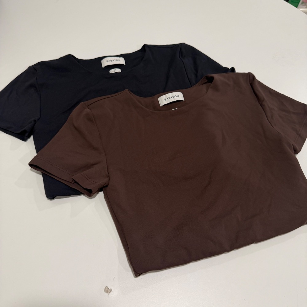 Babaton Contour Crew Short Sleeve T-Shirt Bundle Black Brown XS